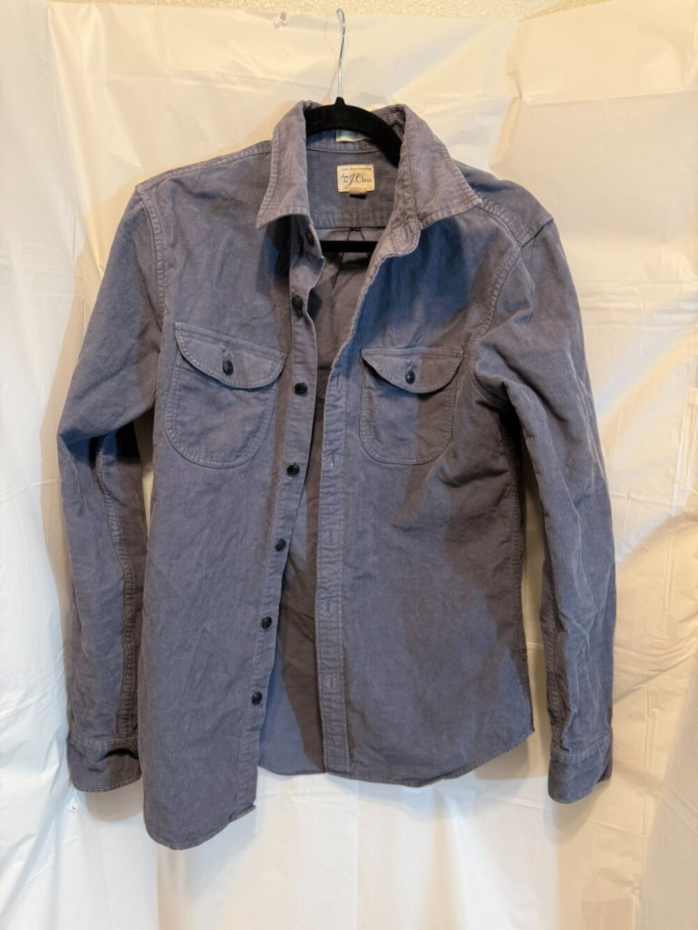 J. Crew Slim Fit Corduroy Button Down Shirt Small S Periwinkle Blue 100% Cotton
